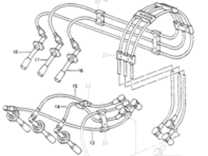 Cavo HT di accensione. Porsche 965 3.3L Turbo - 96560206008, 96560206009, 96560206010, 96560206011, 96560206012, 96560206013