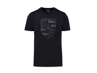 T-shirt avec écusson Porsche, noir – Collection Essential - WAP82100S0K, WAP82100M0K, WAP82100L0K, WAP8210XL0K, WAP821