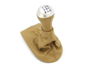 Gearshift leather in savanna beige with alloy grip. Porsche 986 Boxster - 98642498105S30, 98642498105