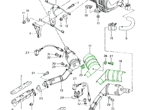 Juego de protectores contra el calor para gatos de escape. Porsche boxster 986 - 99611342200, 99611342100, 99611342100, 99611342200, 99950743009, 90015100703, 99950741308