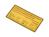 Aufkleber Reifendruck. Porsche 911 65-72 / 914 - 90100650700