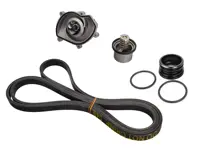 Water Pump, Belt & Thermostat Insert Kit. Porsche 957 Cayenne S / GTS / Turbo - 94810603301, 94810612500, 94810612501, 7PP903137, 95510225100, 94810610103