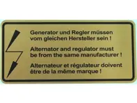 Autocollant Alternateur / Régulateur. Porsche911/912/914 1965-73 - 90100650800 - 1601501806