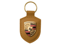 Portachiavi in pelle con stemma Porsche, TAN - WAP0500930E