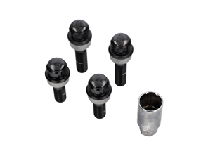 Kit de boulons de roue antivol (+7 mm/+15 mm plus long). Plaqué noir pour Porsche - PAF009593, 971698030B, WHT004676A, WHT006978, 00004460291