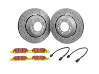 FRONT Sports Brake Disc and Pads Set. Porsche 718  Boxster Spyder / 718 Cayman GT4 - 98135140580, 98135140581, 98135140680, 98135140681, 9GT615301N, 9GT615302N, 99135194702, 99135194704, 9GT698151T, 9GT698151G, 99160918180, 9GT907637