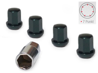 Wheel locks with key, Aluminium in black finish. Porsche 911 / 964 / 993 / 944 / 968 / 928 / 924 - 9210110S, 99336105700