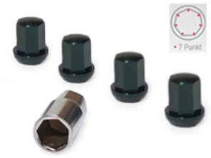 Radschlösser mit Schlüssel, Aluminium in schwarzer Ausführung. Porsche 911 / 964 / 993 / 944 / 968 / 928 / 924 - 9210110S, 99336105700