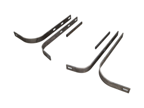 Stoßstangenhaltersatz vorne. Porsche 356 / 356A - 64450513100, 64450513300, 64450513500 - JG.131.00, BP PS5806-BK