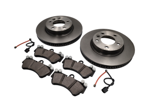 Bremsbeläge und Bremsscheiben-Set für die Vorderachse. Porsche Cayenne 955 V6 - 95535140141, 95535140241, 95535193908, 95561236502