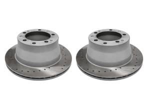 Brake Disc Rotor Rear, Crossdrilled (Pair). Porsche 944 1986-89 2.5L/2.7L / 944 1987-88 Turbo - 94435204103 - 944 352 041 03 rd