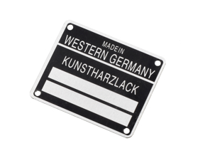 Fahrgestellnummer und Lackcodeschild. Porsche 911 / 912 1965-80 - 90170111105 - 1601501106