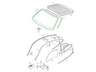 Front Windscreen Glass Tinted, With Antenna. Porsche 997.1 / 997.2 CABRIO 2005-13 - 99754111103, 99754191102, 99754191103, 99754191106, 99754191107, 99754191110, 99754191111, 99754191118, 99754191119, 99754111102