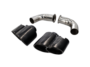 Exhaust Tail Pipes 4 Tube 'MID-NIGHT BLACK EDITION' DesignTek. Porsche 996 C2 / C4 - 99611105402, 99611105404, 99611105403, 99611125158, 99611125159, 99611125160, 99611105302, 99611105304, 99611105303, 99611125258, 99611125259, 99611125260