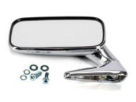 Specchio retrovisore esterno rettangolare in cromo. PICCOLO. Porsche 911 anni 70-73 - 91173101300, 91173101306, 91173101406, 91173101308, 91173101408 - MRS11.1.100, MRS11.1.101, MRS111100, MRS111101, 1689100770, 1689100780
