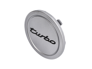 Radkappe „Turbo“ Schriftzug mit farbigem Porsche Wappen - 96536130300