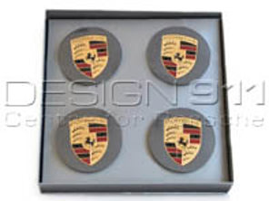 Enjoliveurs avec écusson de couleur pour Porsche 718 Boxster / Cayman (Lot de 4) - 00004460506, 00004460706