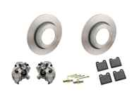 Front brake caliper, disc and brake pad kit. Porsche 356C 1963-65 - 90135196510, 90135196610, 90135196511, 90135196611, 90135140112, 91135293901, 91135293902