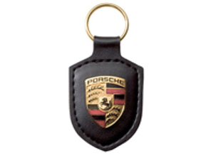 Porte-clés en cuir avec écusson Porsche, NOIR - WAP050090OE, WAP0500900E