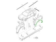 Radlaufabdeckung unten außen hinten (BREITER), Schwarz. Porsche 92A Cayenne (958) 2011-18 - 958559827109B9, 958559828109B9