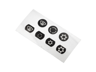 Climate control unit push button sticker set. Porsche 944 / 964 / 993 - 96465904XXX, 96465904500, 96465904501, 96465904600, 96465904601, 96465904700, 96465904701, 6465392100, 94465392300, 94465392100, 96465914600, 9646591460001C