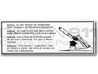 Sticker Indication Starter. Porsche 911 74-83