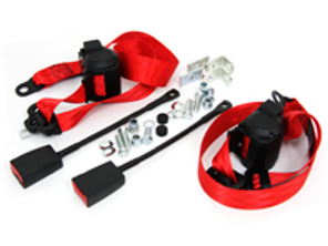 SICHERHEITSGURTE in ROT – VORNE Automatik / Trägheit VERTIKALE B-SÄULENHALTERUNG / BODENSCHNALLEN mit L-Halterung PAAR - 92880312610, 9288031261070B, 92880312609XY015