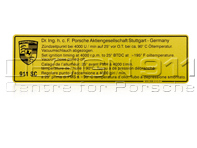 Sticker set ignition timing at 4000 RPM. Porsche 911 - 93000651001 - 911854