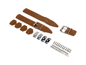 Motorhaubenriemen-Set, hellbraunes Leder. Porsche 356 - NLA51108010400, 35651108010400, 64451108010400, 61651108010400, 69551108010400 - NLA-511-080-10