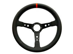Steering wheel Eau Rouge Sport Air Cooled Leather with Orange Indicator 350mm. Porsche 911 / 964 / 993 / 924 / 944 / 968 / 928 - 74101, 74100