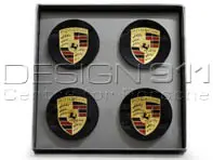 Wheel Caps with Coloured Crest for Porsche 718 Boxster / Cayman (Set of 4) - 00004460727, 00004460520