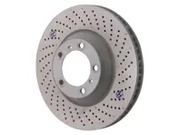 Brake disc rotor, Front, drilled-dimpled monoblock, 350x34mm. Porsche 997 I422 - 99735140502, 99735140602 - PFL30905, PFR31005