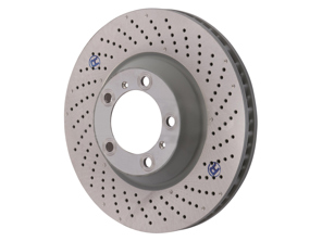 Brake disc rotor, Front, drilled-dimpled monoblock, 350x34mm. Porsche 997 I422 - 99735140502, 99735140602 - PFL30905, PFR31005