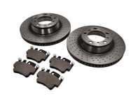 REAR Brake Pads and Brake Disc Package. Porsche 996C4S / 996 Turbo - 99635294903, 99635240500, 99635240501, 99635240502, 99635240X02BRE, 99635240X02, 99635294904BRE, 99635294904, 90026904701, 99906705009, 99635195901