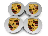 Wheel Caps with Coloured Crest for Porsche (Set of 4) - 00004460500, 99104460009, 00004460700