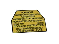 Sticker Coolant Expansion Tank. Porsche 928 - 92800651101