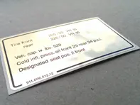 Autocollant de pression des pneus. Porsche 911 SC (1978 - 1980) États-Unis - 91100651212