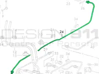Hauptbremszylinder zum vorderen Bremssattel, Flexischlauch, Bremsleitung, rechts. Porsche 911 68-76 LHD - 90135562001, 90135562002, 90135562000, 9013556200Y