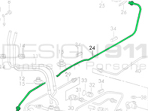 Tuyau flexible de frein entre le maître-cylindre de frein et l'étrier avant, droit. Porsche 911 68-76 LHD - 90135562001, 90135562002, 90135562000, 9013556200Y