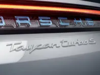 Rear badge TAYCAN TURBO S, primed. Porsche Taycan Turbo / Turbo S - 9J104480008G2X, 9J104480008