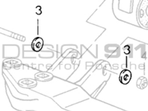 Unterlegscheibe für Getriebehalterungs-Lagerhalterung mit Sechskantkopfschraube. Porsche 964 C4 / 993 C4 / 993 C4S / 993 Turbo MANUELL - 99902519502