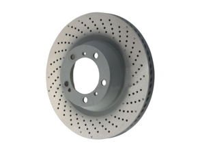 Brake disc rotor Rear, drilled monobloc, 350x28mm. Porsche 992.1 Carrera S / 4S - 992615601A, 992615602A - PRL39987, PRR39988