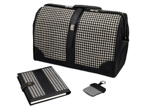 Classic pepita travel bag, document holder & key pouch set for all Porsche owners