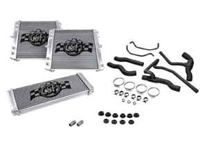 Aluminium radiator for water coolant fluid & hoses SET OF 3. Porsche 996 C2 / C4 TIPTRONIC / 996 GT3 / 986 Boxster S - 99610613151, 99610613150, 99610613251, 99610613181, 99610613281, 99610603751, 99610603752 - 7044, 7057