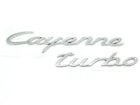 CAYENNE TURBO - Matt Chrome Rear Badge for Porsche 958 Cayenne - 9585596770001C, 95855967700