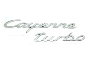 CAYENNE TURBO - Matt Chrome Rear Badge for Porsche 958 Cayenne - 9585596770001C, 95855967700