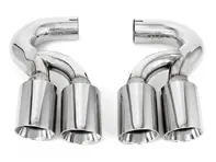 Auspuff-Endrohre Deluxe Quad Style in poliertem Chrom. Porsche Cayenne 955 Turbo / Turbo S - 95511100030, 95511125120, 95511125121, 95511198100, 95511125220, 95511125221, 95511198200