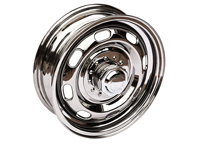15' 4.5J Steel 'Knock off' wheel, chrome-plated Porsche 356