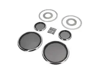 Lautsprecher-Zierringe und -Gitter aus massivem Aluminium. Porsche 911 SC / 964 - 91155545301, 91155545101 - SpeakerGrills_4_Chrome, SpeakerGrills_4_Black, SpeakerGrills_4_Silver