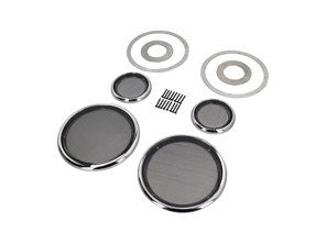 Lautsprecher-Zierringe und -Gitter aus massivem Aluminium. Porsche 911 SC / 964 - 91155545301, 91155545101 - SpeakerGrills_4_Chrome, SpeakerGrills_4_Black, SpeakerGrills_4_Silver